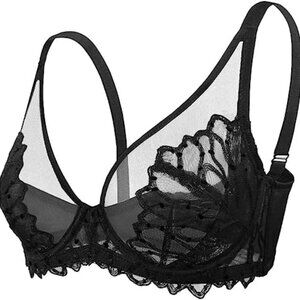 New Lace Minimizer Bra Full Coverage with Underwire -- Black - 36DD